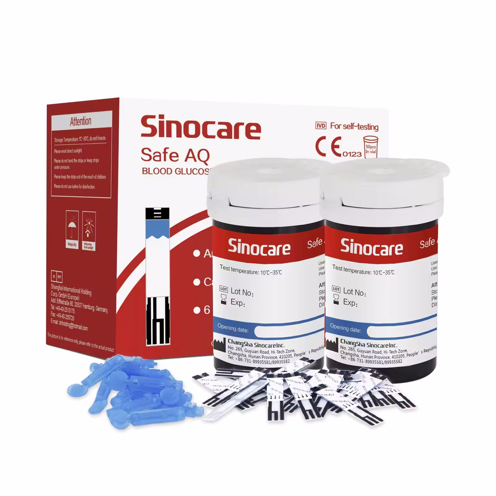 SinocareSafeAQ export version blood glucose meter without code adjustment, precise home blood glucose measurement test strip details Picture