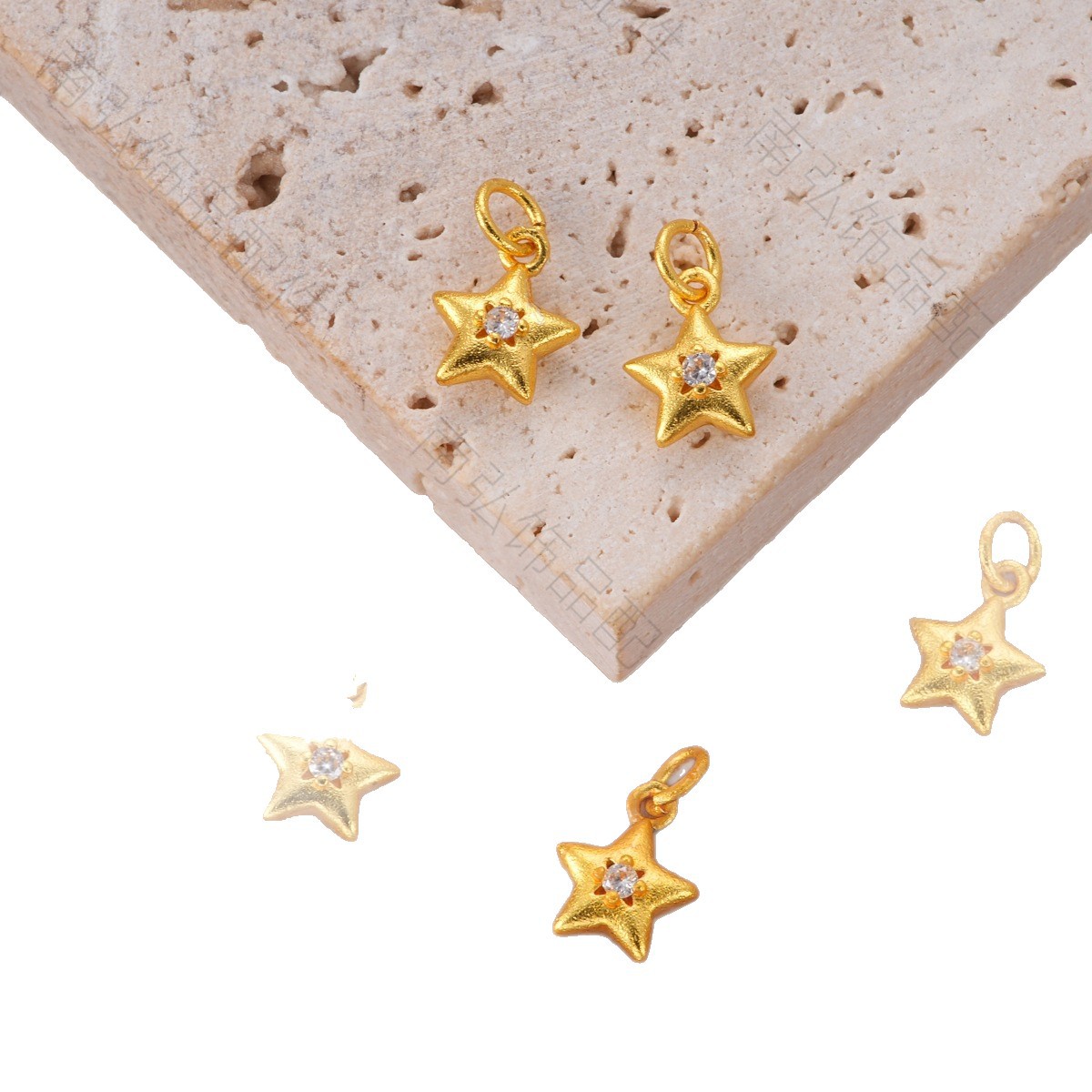 Ancient Vietnamese sand gold color retention zirconium five-pointed star pendant bracelet necklace clasp DIY jewelry accessory Item Picture