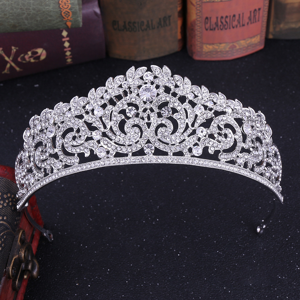 European and American wedding headwear, retro court-style accessories, 80% wedding crown, alloy rhinestone, bride's wedding dress, crown Specification image