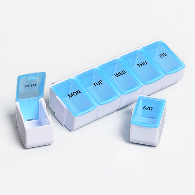 跨境电商7天便携组合式药盒收纳盒一周分装药盒七格可拆分药盒产品图