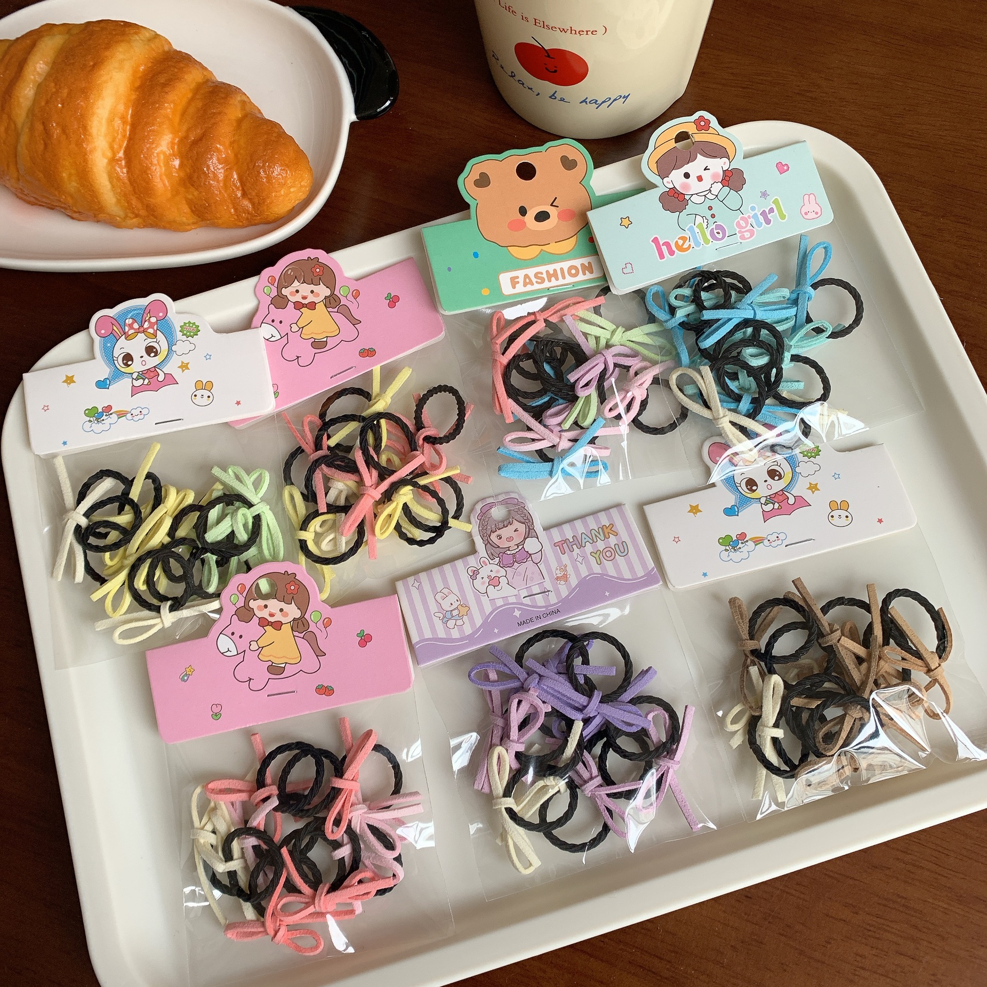 彩色小号蝴蝶结发圈女童发绳红色皮筋女儿童新年头饰宝宝头绳头饰