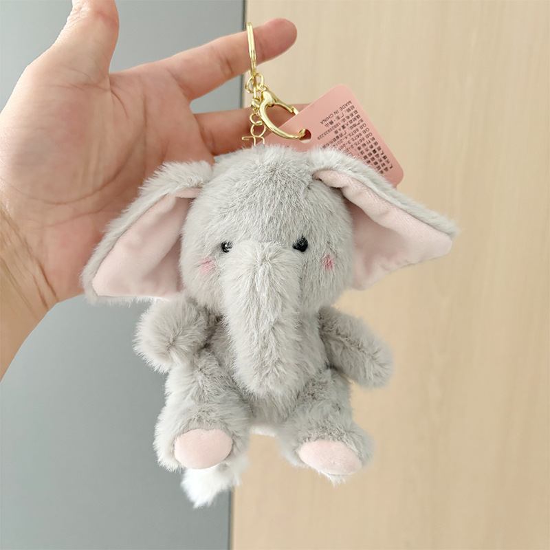 网红创意大象钥匙扣配饰包包小挂件毛绒批货情侣礼物挂饰玩偶公仔细节图