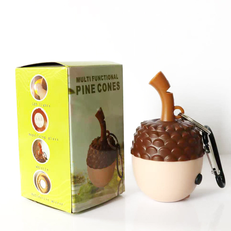 Seven-in-one multi-functional portable climbing buckle, emergency compass, magnifying glass, thermometer, outdoor survival pinecone whistle Specification image