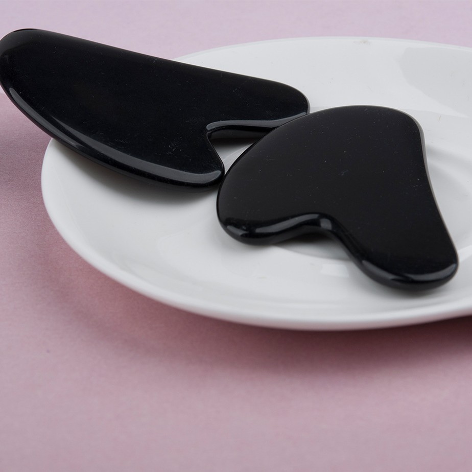 天然玉石黑曜石刮痧板面部脸部按摩工具经络拨筋棒心形刮板日常居家护理详情图2