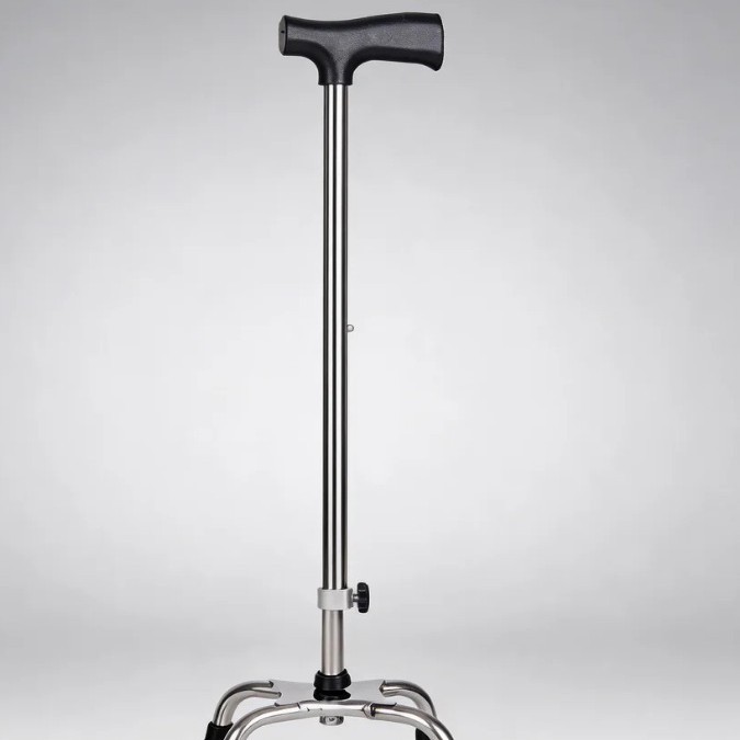 The manufacturer's elderly walking stick, four-corner walking stick, thickened stainless steel walking stick, adjustable, lightweight and anti-slip walking stick for the elderly Specification drawing