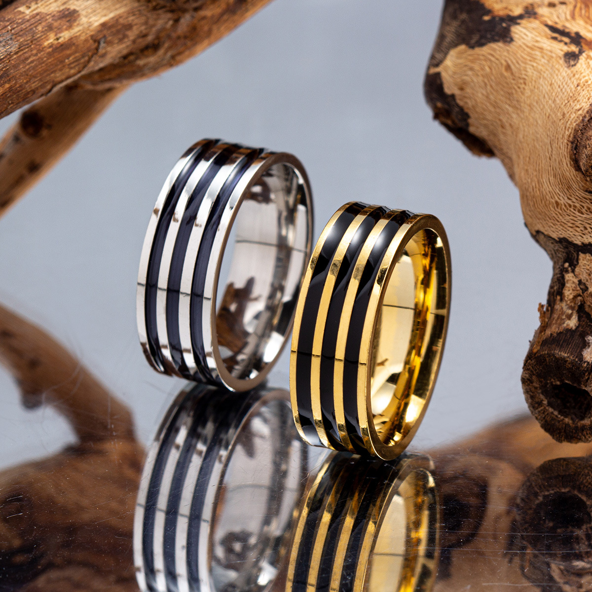 Cross-border source jewelry: 8MM wide stainless steel men's oil-dripping ring, simple and fashionable jewelry, factory jewelry wholesale
