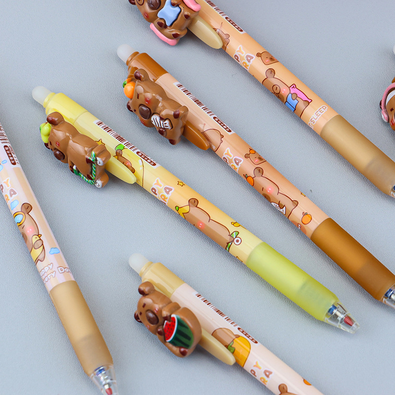 Creative high-appearance-level Capibara erasable pen cartoon doll, student-specific smooth quick-drying erasable gel pen Specification drawing