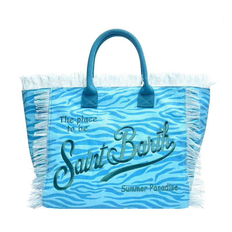 Cross-border canvas bags, printed canvas bags, large-capacity canvas tote bags, women's single-shoulder bags, new beach bags, fringed canvas bags, hand-held shoulder bags, canvas bags Item Picture