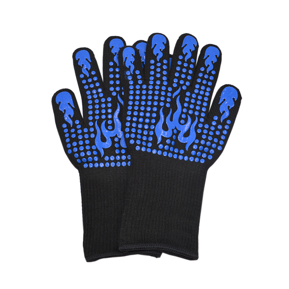 Aramid high-temperature resistant 500-degree labor protection gloves, rubber-coated anti-slip and heat-resistant gloves, fireproof, barbecue and heat-insulating work gloves Specification image