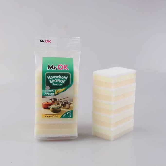 Mr.OK factory direct supply sponge scouring pads, double-sided cleaning sponges, kitchen cleaning sponges, dishwashing sponges, pot scrubbing sponges Specification image