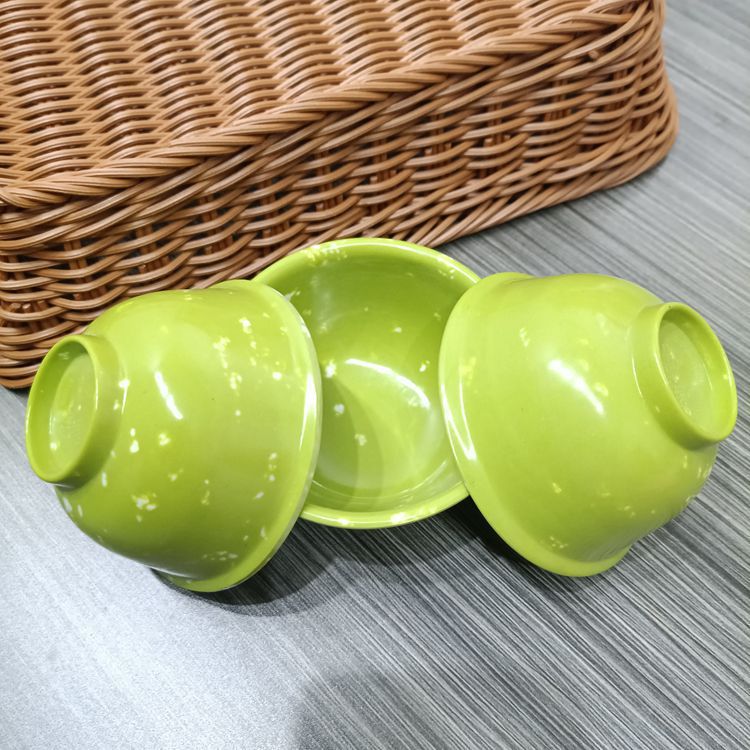 1 yuan 2 yuan small bowl melamine imitation porcelain small bowl green printed small bowl fast food rice noodle spicy hot pot bowl 1 yuan supply Application Scenario