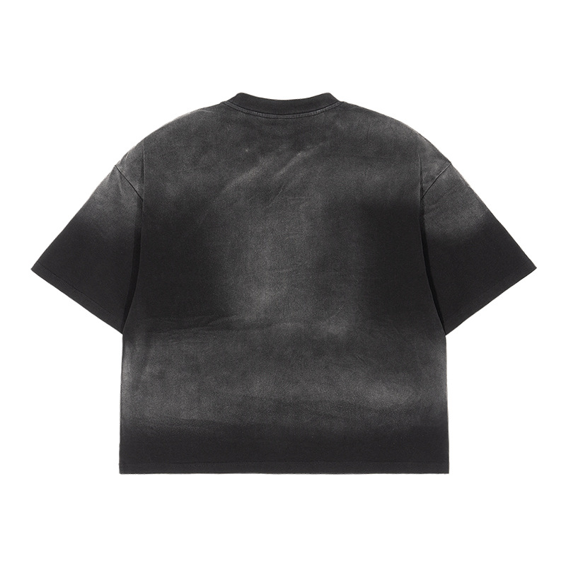 ETAI men's summer heavyweight Spray Monkey short and wide style T-shirt, versatile BoxyFit style men's short-sleeved T-shirt Item Picture