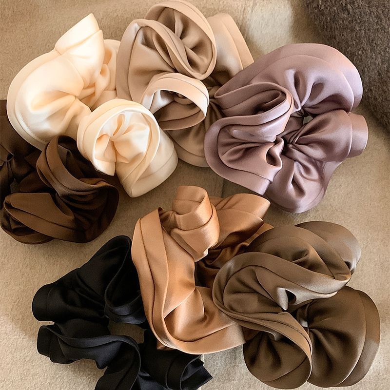 Big news! French high-end style large intestine hair tie ins, huge black fungus edge flower bud satin large intestine hair tie, elegant hair tie