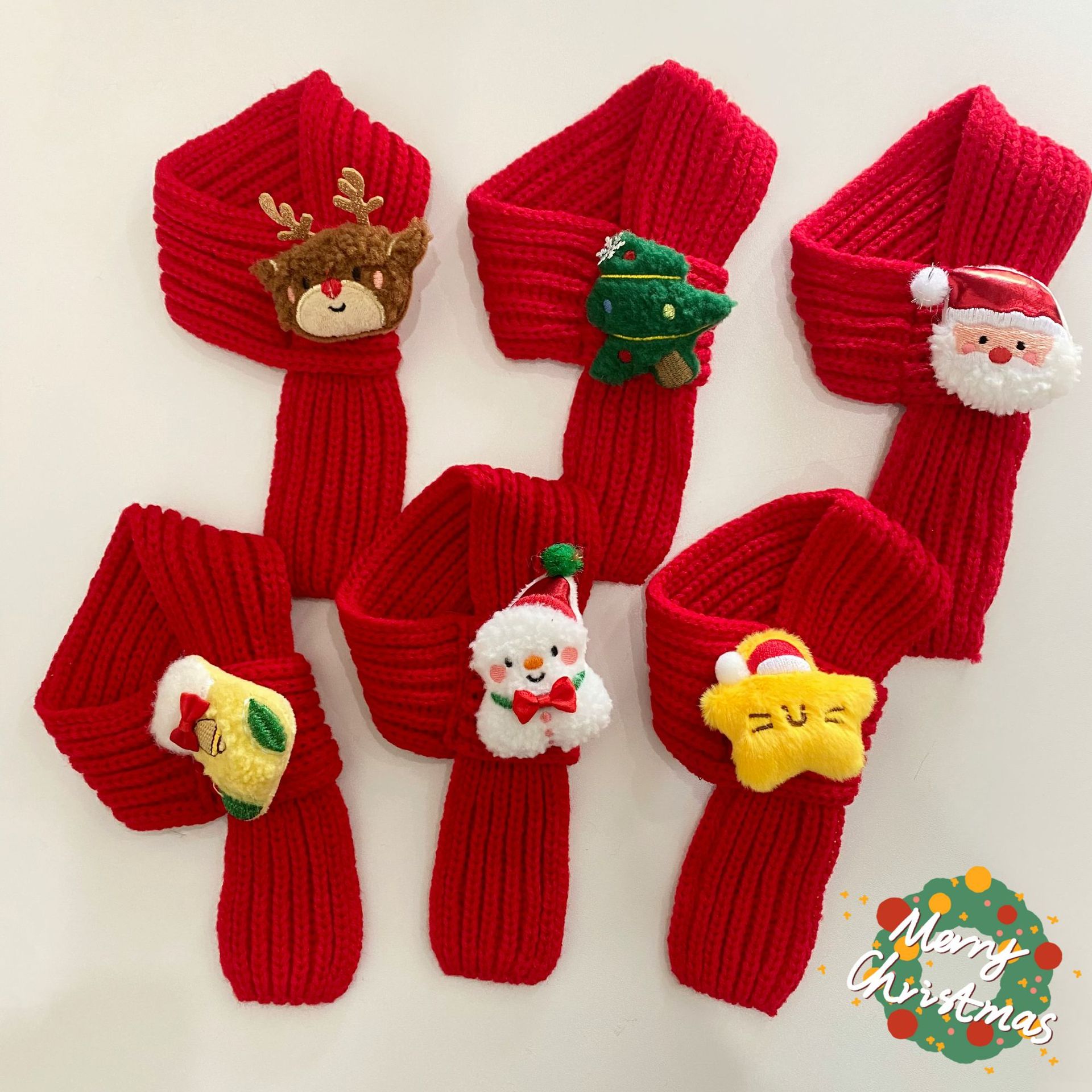 猫咪围巾新年圣诞宠物小狗毛线围脖口水巾喜庆冬季保暖小猫配饰品