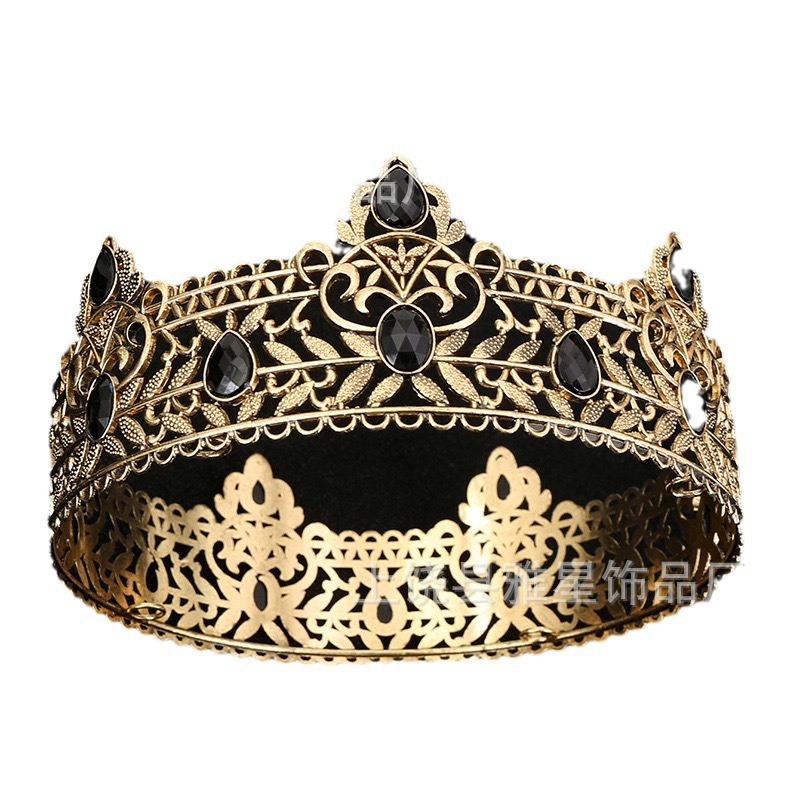 European and American bestsellers, noble full-diamond round large crown, party bride headwear, wedding headband, hair accessory king Item Picture