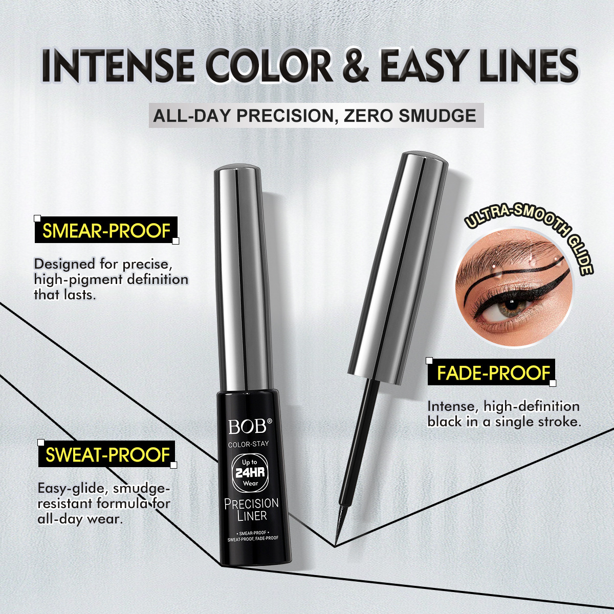Cross-border bob quick-drying eyeliner liquid is smooth and easy to apply Specification image