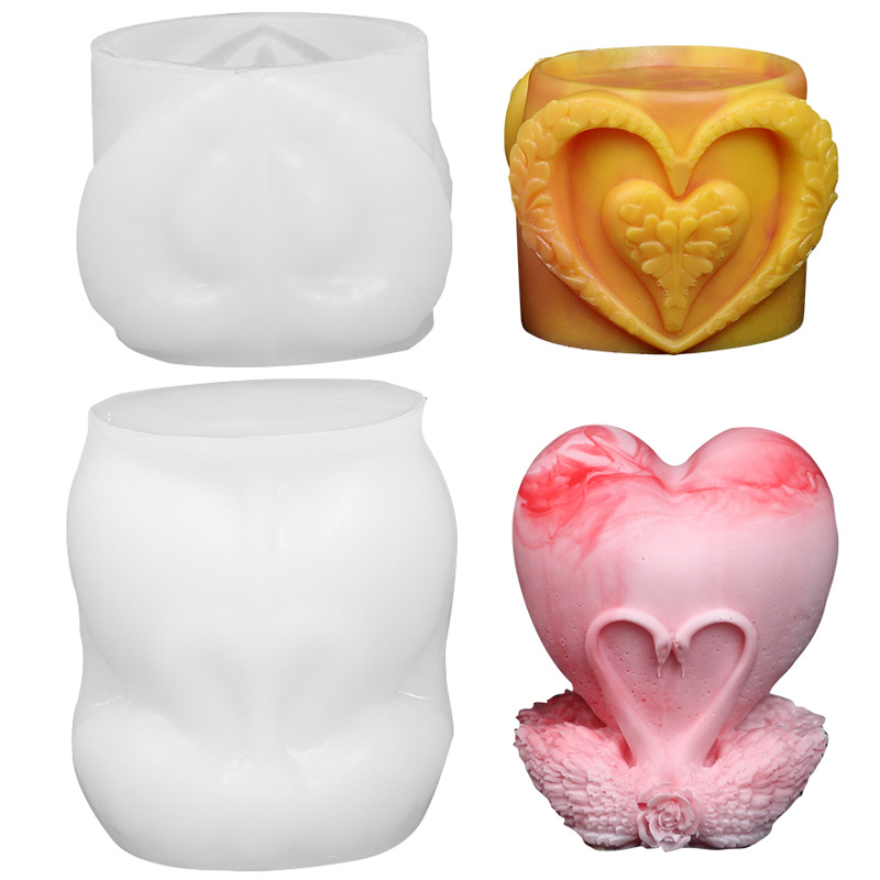 情人节立体爱心造型香薰蜡烛模具巧克力慕斯手工礼物制作硅胶模具