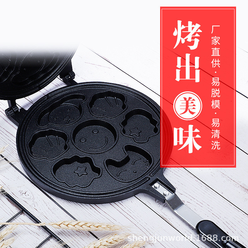 卡通蛋糕烤盘华夫饼烤盘蛋糕模烘培鸡蛋仔家用三明治烤盘模具批发产品图