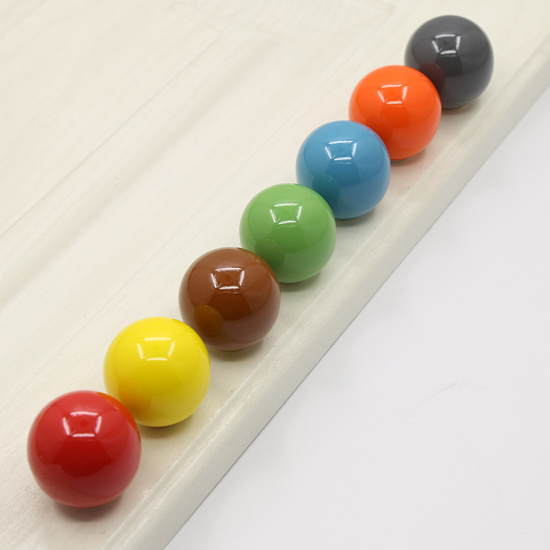 Colored ceramic cabinet door handle, simple kitchen cabinet wardrobe drawer ball, round single-hole handle, bottle cap handle Specification image