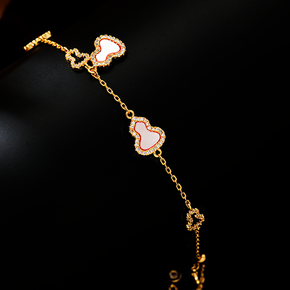 Hyacinth Natural Pink mother-of-pearl Gourd Bracelet for Women's 2025 new light luxury best friend exquisite adjustable bracelet, Douyin Bestseller details Picture