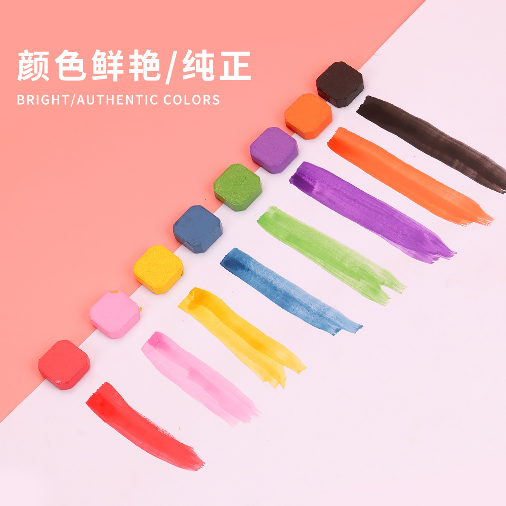 Solid pigment watercolor powder compact set, 48-color and 36-color tin box, cross-border DIY hand-painted pigment blocks for art beginners Specification image