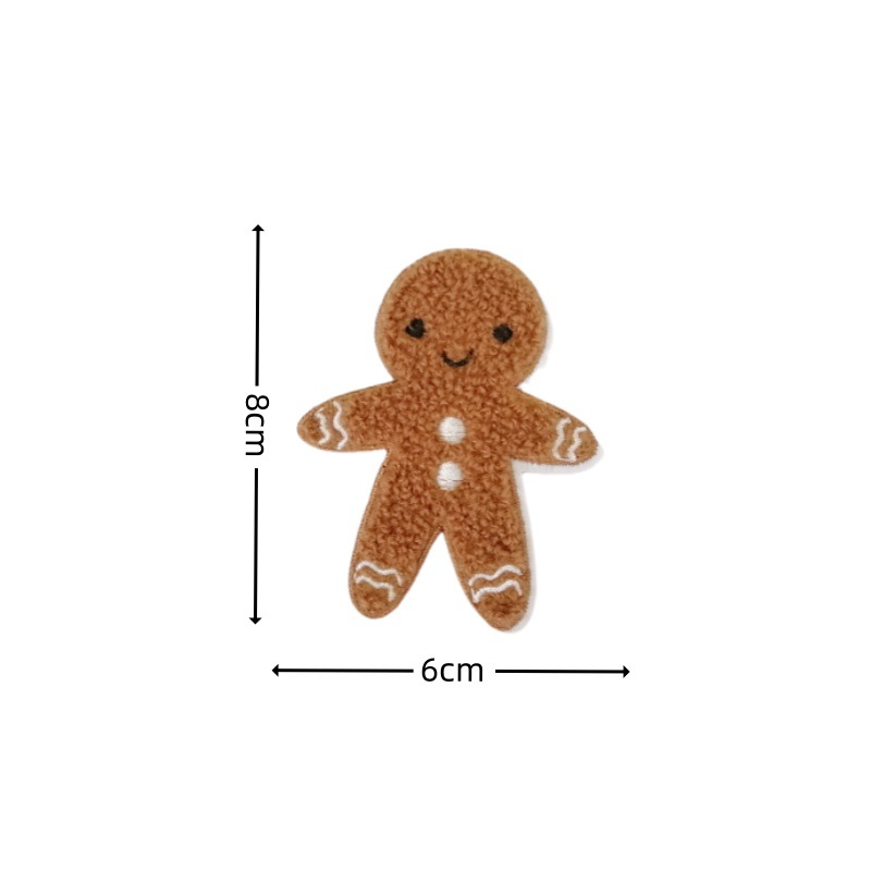 Soft plush computer-embroidered badge gingerbread man towel embroidered large checkered bear rabbit patch Application Scenario