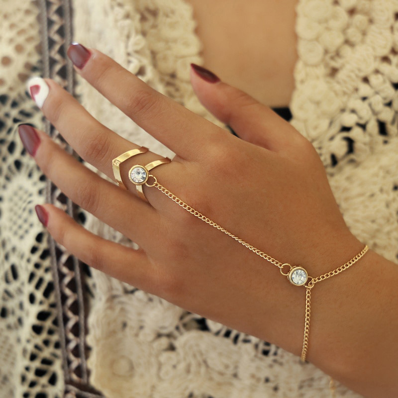 European and American cross-border InS-style Baroque imitation pearl chain bracelet bracelet design sense imitation crystal back bracelet Specification drawing