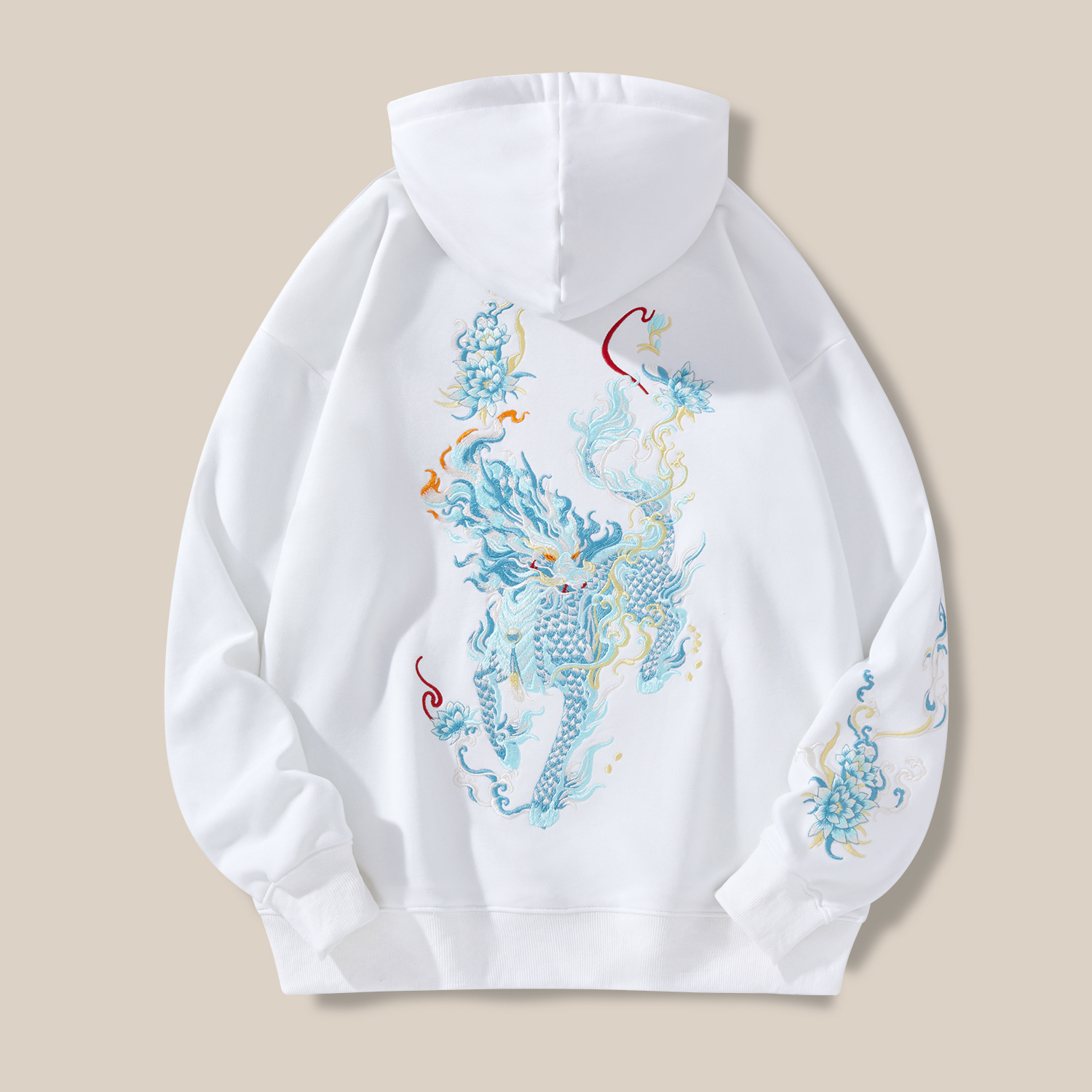 Fleece hoodie for men, autumn and winter top, embroidered Chinese-style casual hooded men's shirt, trendy brand plus-size men's couple shirts Specification image