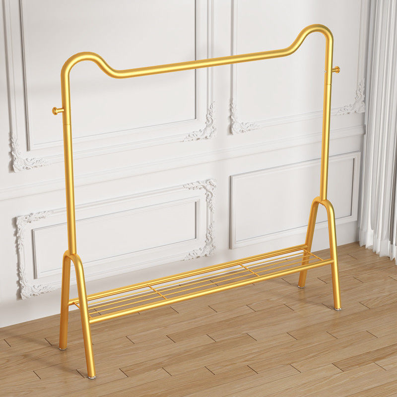 简易晾衣架落地立式挂衣架卧室阳台家用晒衣架宿舍收纳折叠衣帽架白底实物图