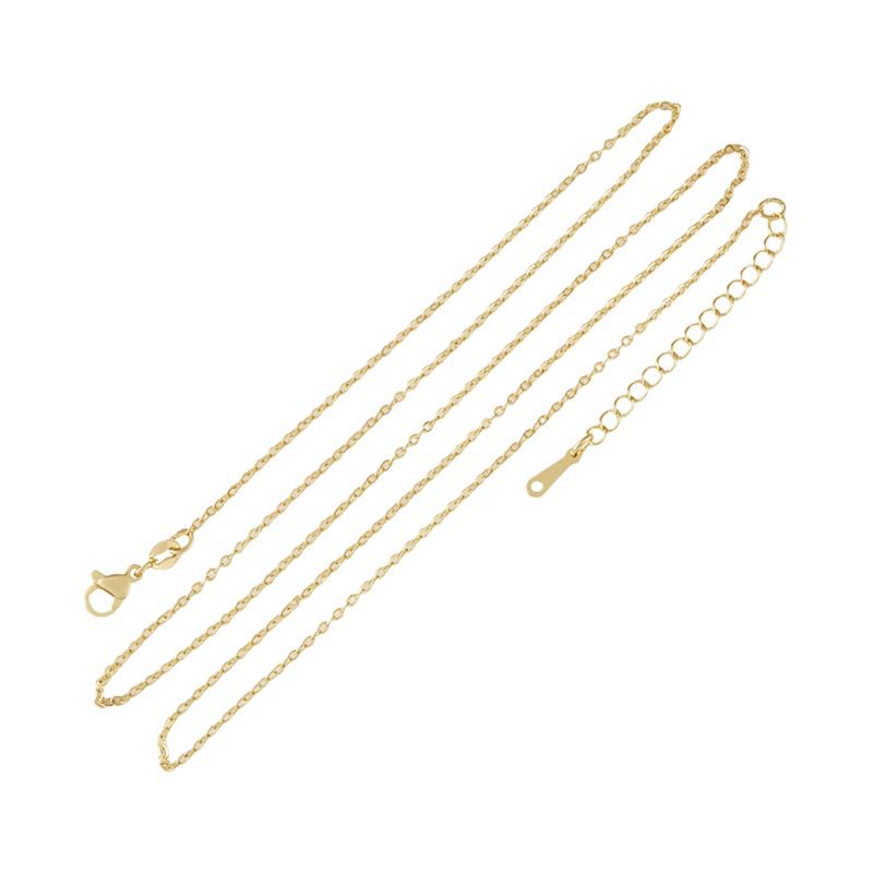 Cross-border extension adjustable 18K gold necklace, O-shaped non-fading copper-plated sweater chain, simple accessory wholesale Item Picture