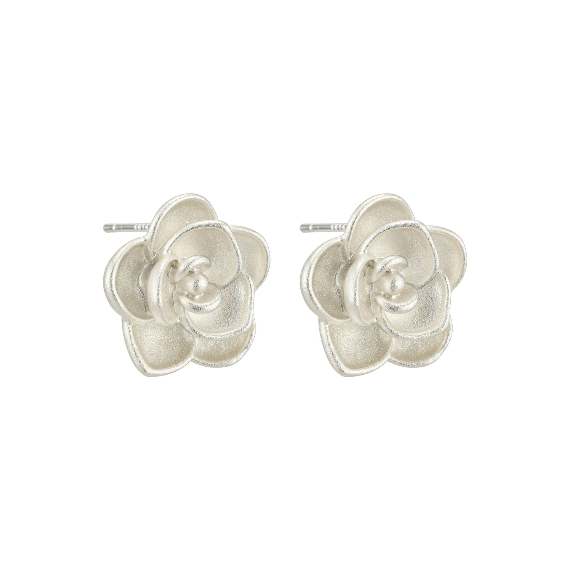 A new type of rare and versatile three-dimensional flower ear stud copper alloy sandblasted s925 silver needle light luxury high-end earrings Item Picture