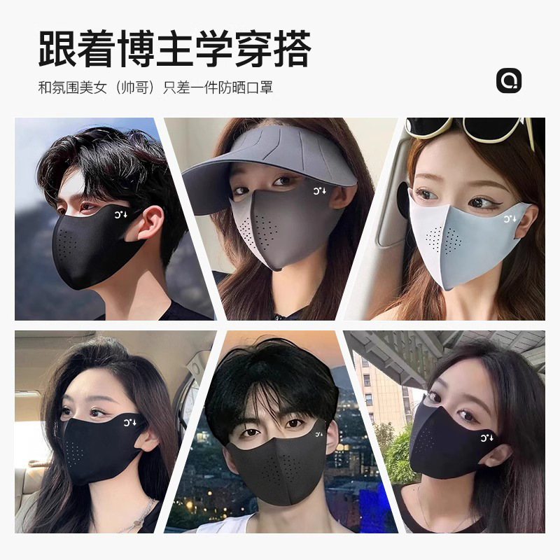 Hyaluronic acid ice silk sun protection mask for women, high school appearance level, summer UV protection, eye protection corner breathable three-dimensional mask for men Application Scenario