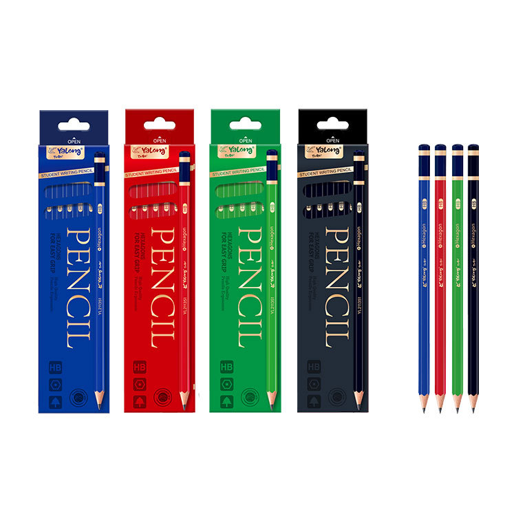 Yalong Cross-border Classic Design HB Pencil 12-piece Set with hexagonal rods. Students can accept pencils