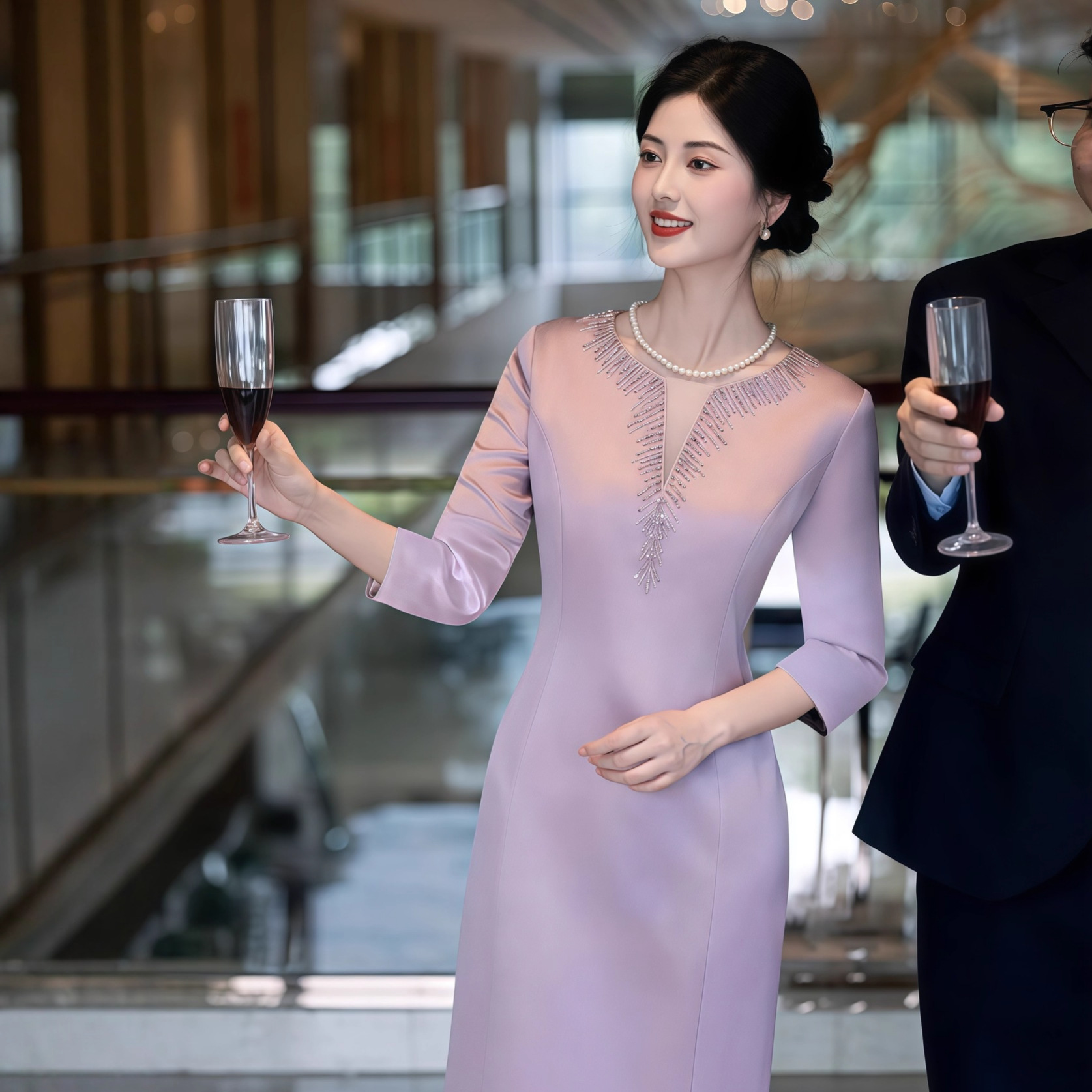 妈妈婚宴礼服新中式结婚礼服显瘦旗袍裙女喜婆婆喜妈妈高档礼服细节图