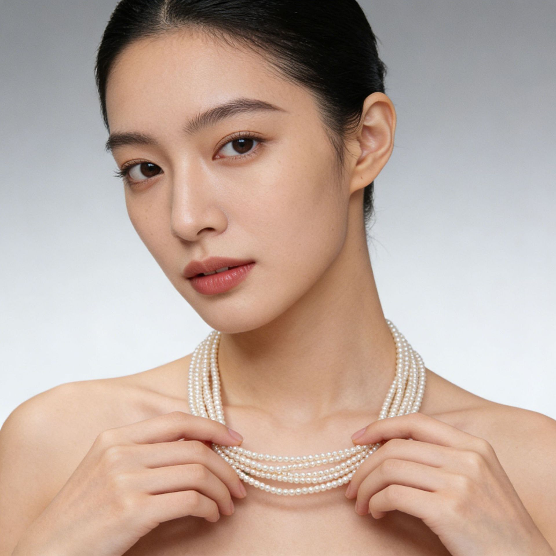 Hyacinth "Paris Dream Play" vintage Classic Hepburn style High-end multi-layer pearl necklace/collarbone chain for women Specification image