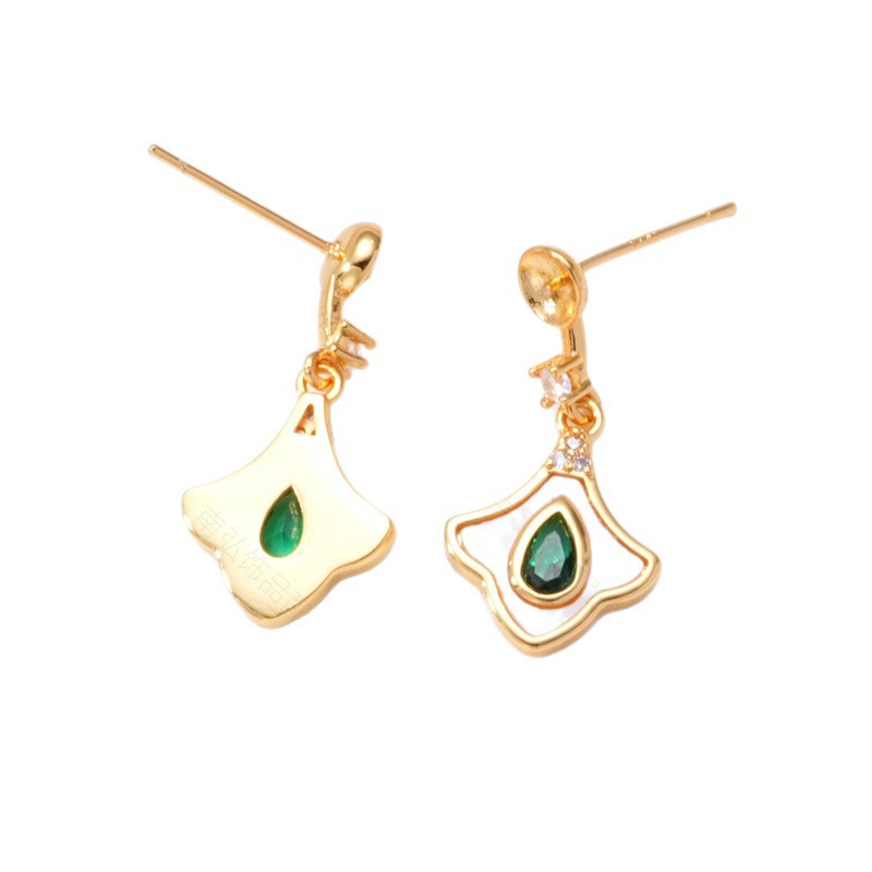 S925 Silver Needle Pearl Stud Earrings, micro-inlaid natural white shell butterfly semi-finished earrings, hollow base diy accessories Item Picture