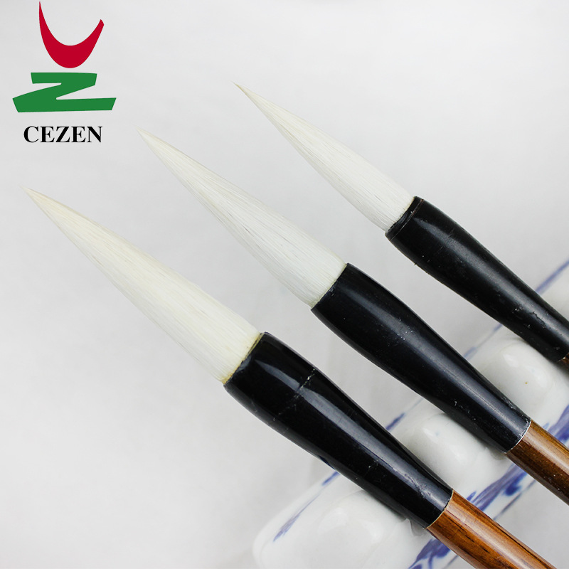 Wholesale of fine writing brushes, exquisite brushstrokes, wolf-hair and sheep-hair writing brushes, beginner's practice brushes for large and small regular script calligraphy and painting details Picture
