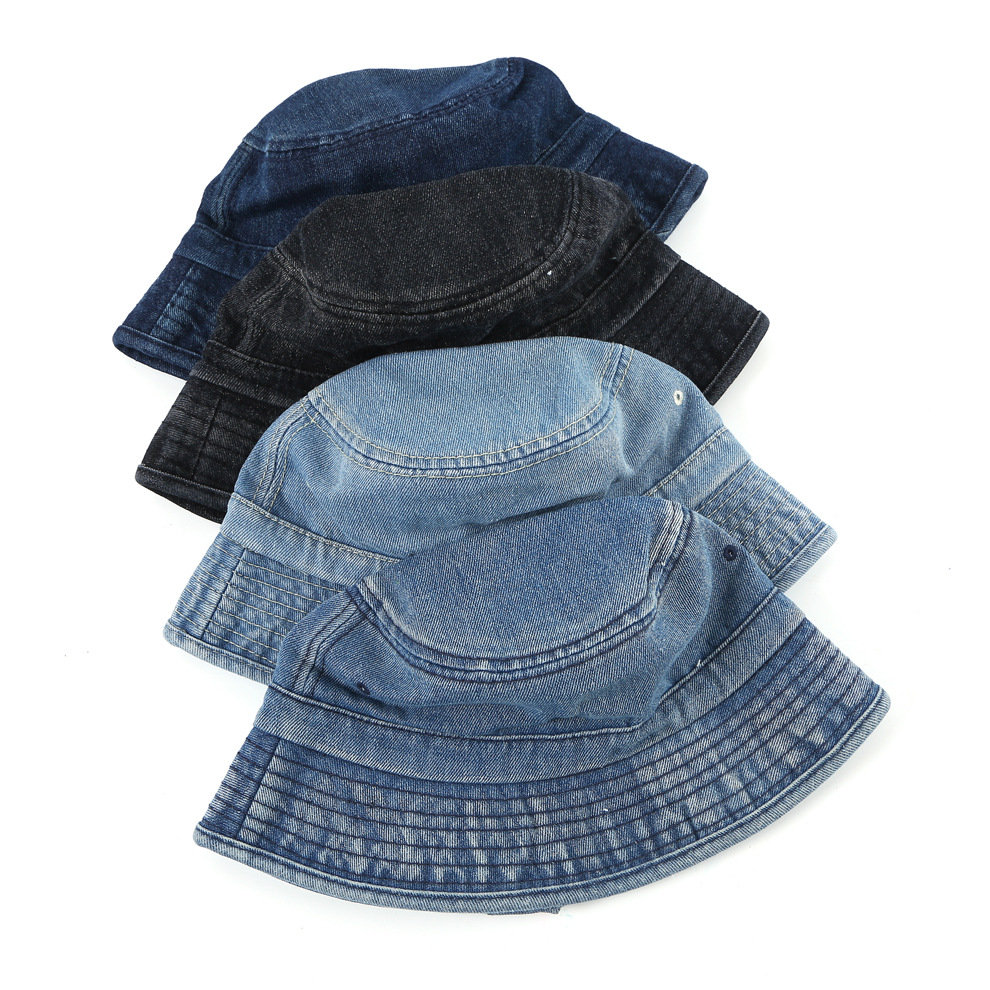 Japanese-style retro washed denim fisherman hat for girls, Korean-style trendy autumn sun protection and face enhancement small bucket basin hat full figure