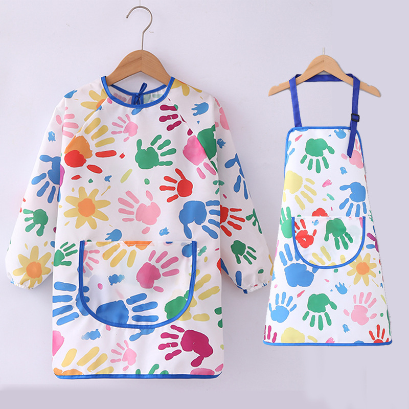儿童围裙美术生专用画画衣彩绘护衣防水中大童书法毛笔水彩画罩衣                              