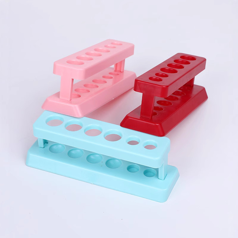 Children's science experiment set accessories Teaching AIDS six-hole plastic test tube rack, specially designed for biochemical experiments in kindergartens details Picture