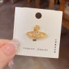 This is a cross-border fashion and personalized micro-inlaid zircon Western Queen Saturn clasp brooch with a light luxury and versatile design sense for women Specification image