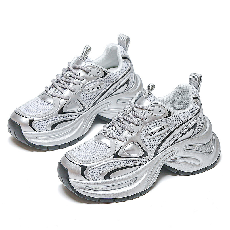 鞋子女士夏季舒适/白鞋增高/飞织/乐福鞋女春夏气质/女士休闲皮鞋白底实物图