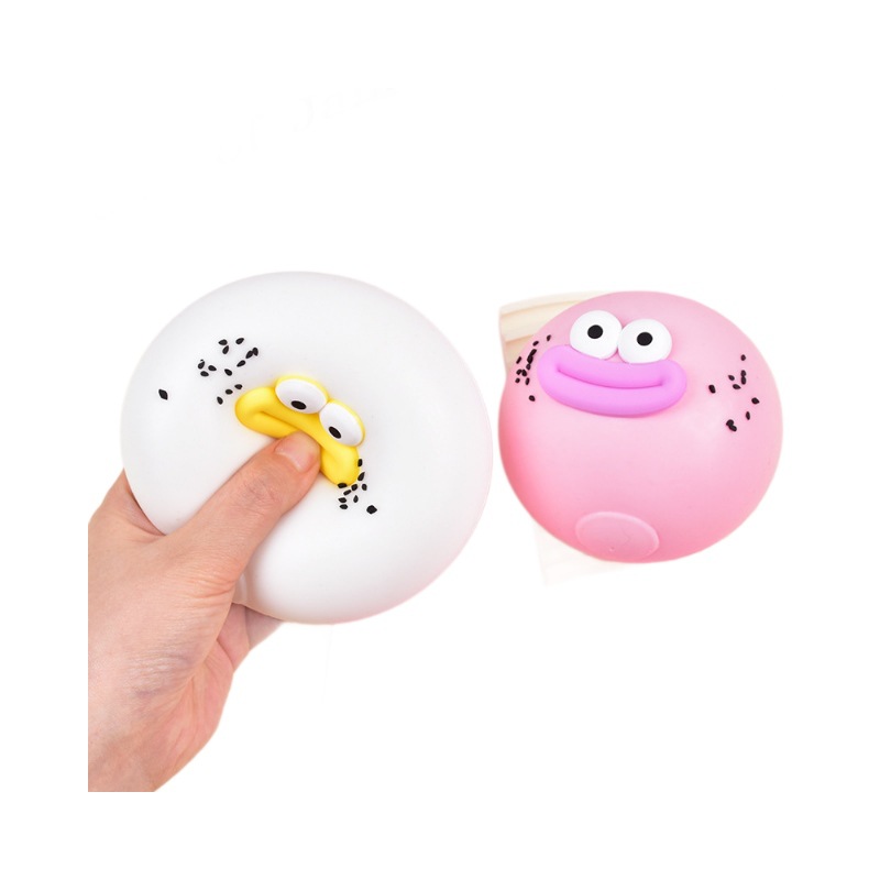 Stress-relieving toys: Fluid, big eyes, cute steamed buns, pinching fun sausages, mouth expression balls, slow rebound, stress-relieving and venting balls Item Picture