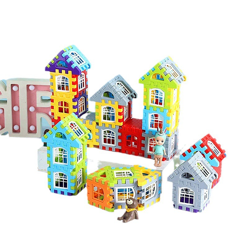Large-sized house building blocks, three-dimensional color window assembly toys, early education and intelligence diy, large-sized block assembly for children Item Picture