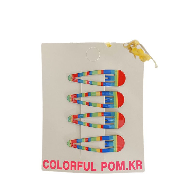 Primavera nuevo ins rainbow gradient hair card niños color caramelo pelo roto franja clip par traje bebé bye bye clip mujer Item Picture