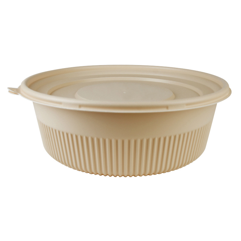 Corn starch lunch box 450 round, biodegradable, disposable takeout packaging box, thickened with lid, eco-friendly fast food box Item Picture