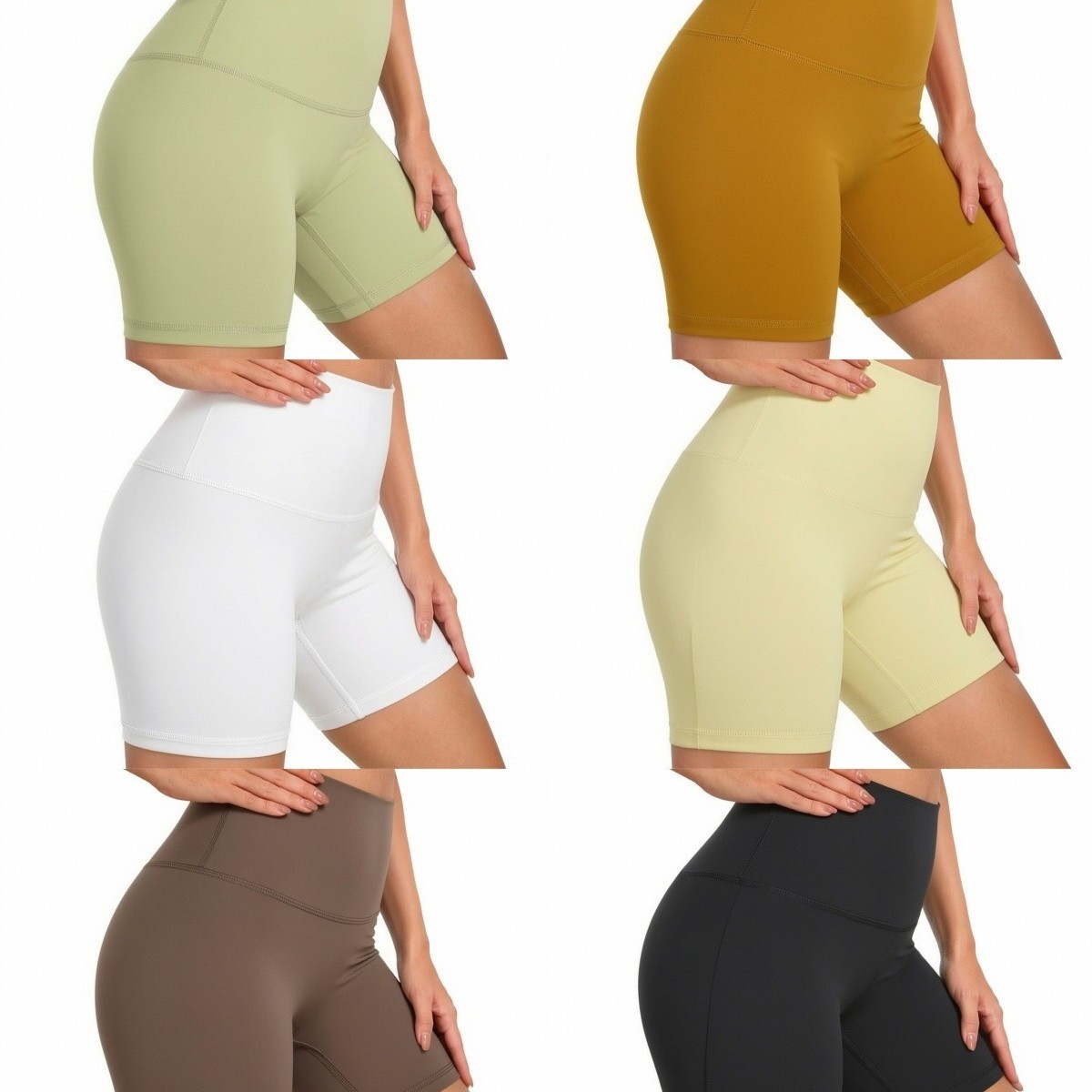 裸感瑜伽健身三分裤女速干打底短裤 无尴尬线高腰弹力运动裤批发