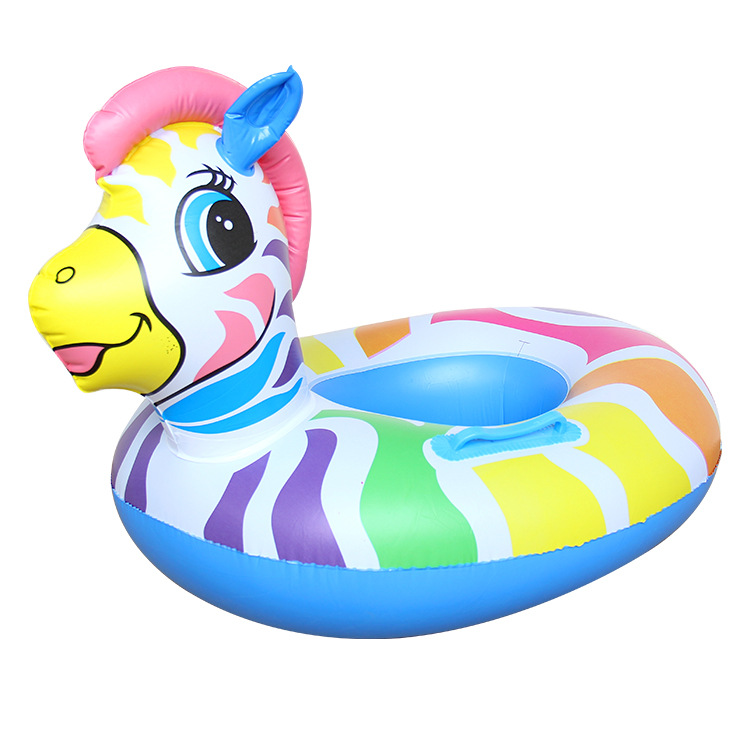 Wholesale colorful horse swimming rings with handles, inflatable children's swimming seat rings, cute animal-shaped swimming rings, and colorful horse boats Item Picture