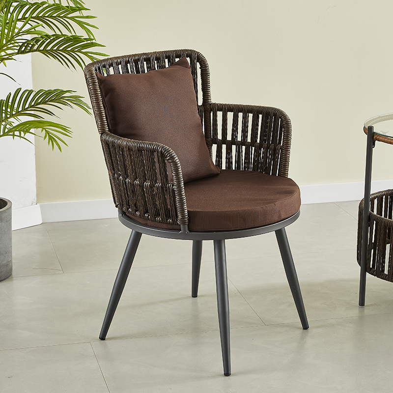 Outdoor table and chair, popular balcony rattan chair coffee table three-piece set, courtyard garden leisure rattan chair three-piece set, waterproof and sun-proof Item Picture