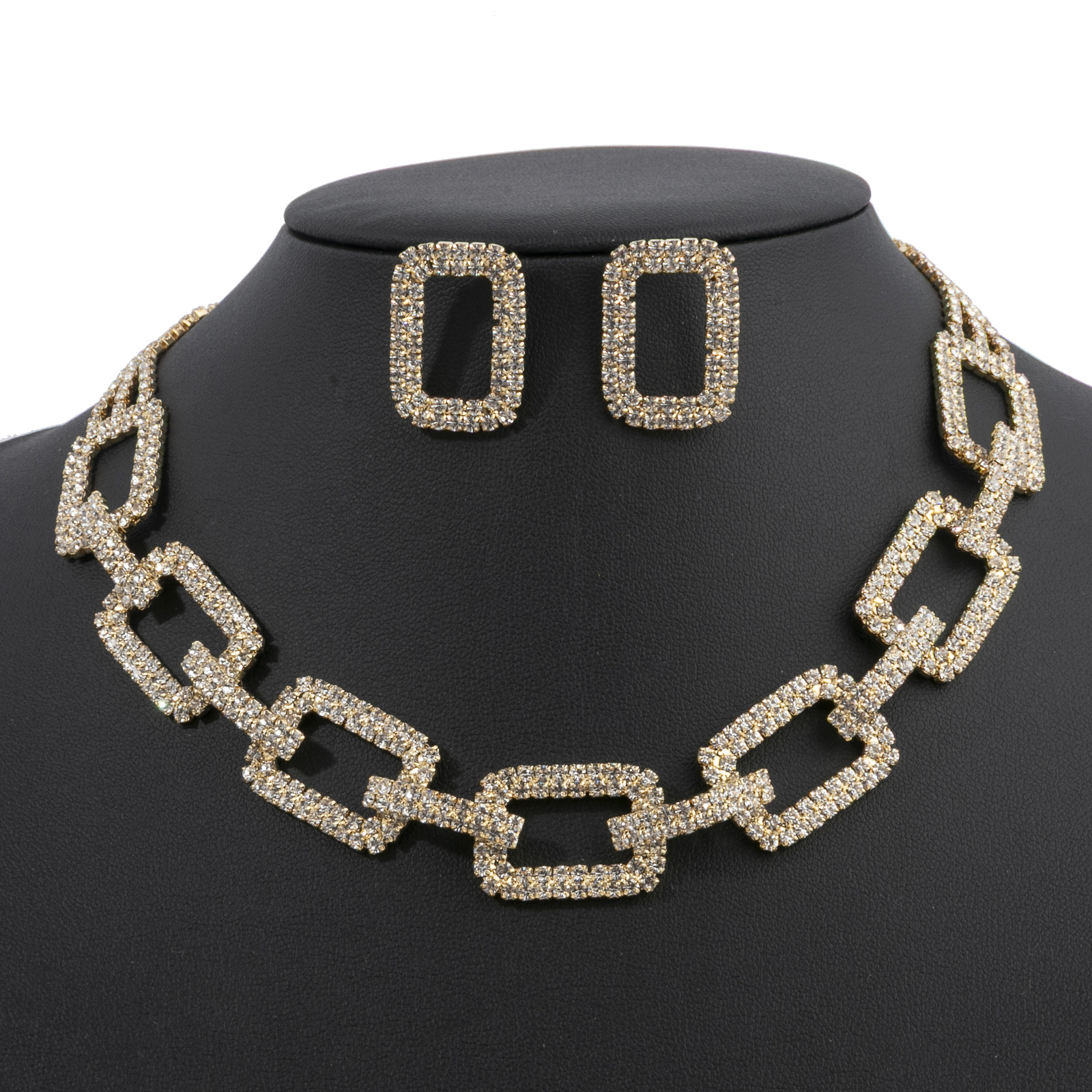 锆石套链/铜两件套/水晶锆石瓜链套链。/头饰/莫桑石戒指产品图